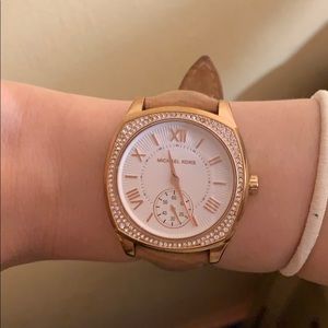 Micheal Kors Rose Gold Watch With leather strap